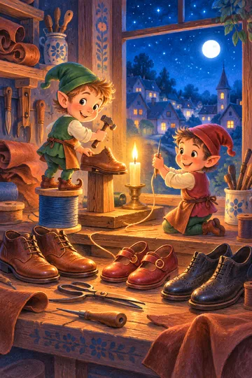 The Elves And The Shoemaker — cover illustration